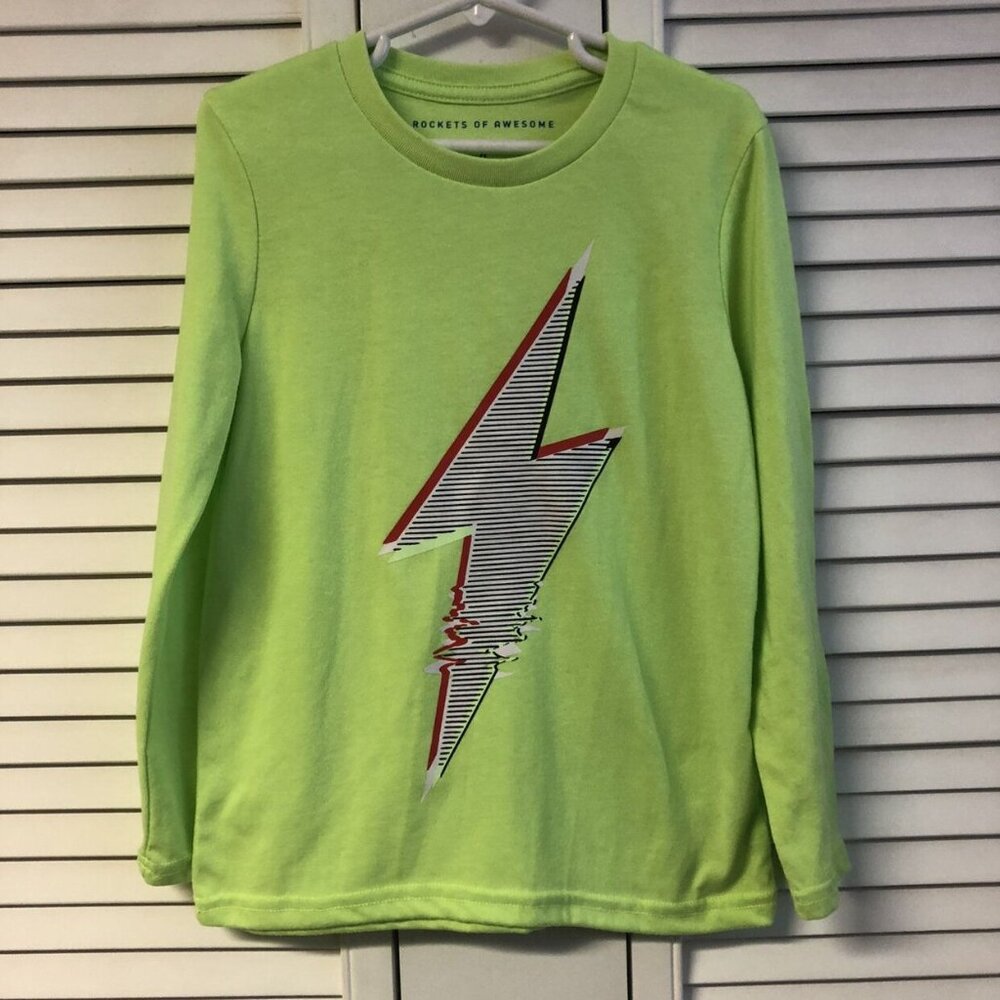Rockets Of Awesome Size 6 Bright Long Sleeved Lightning Bolt Top